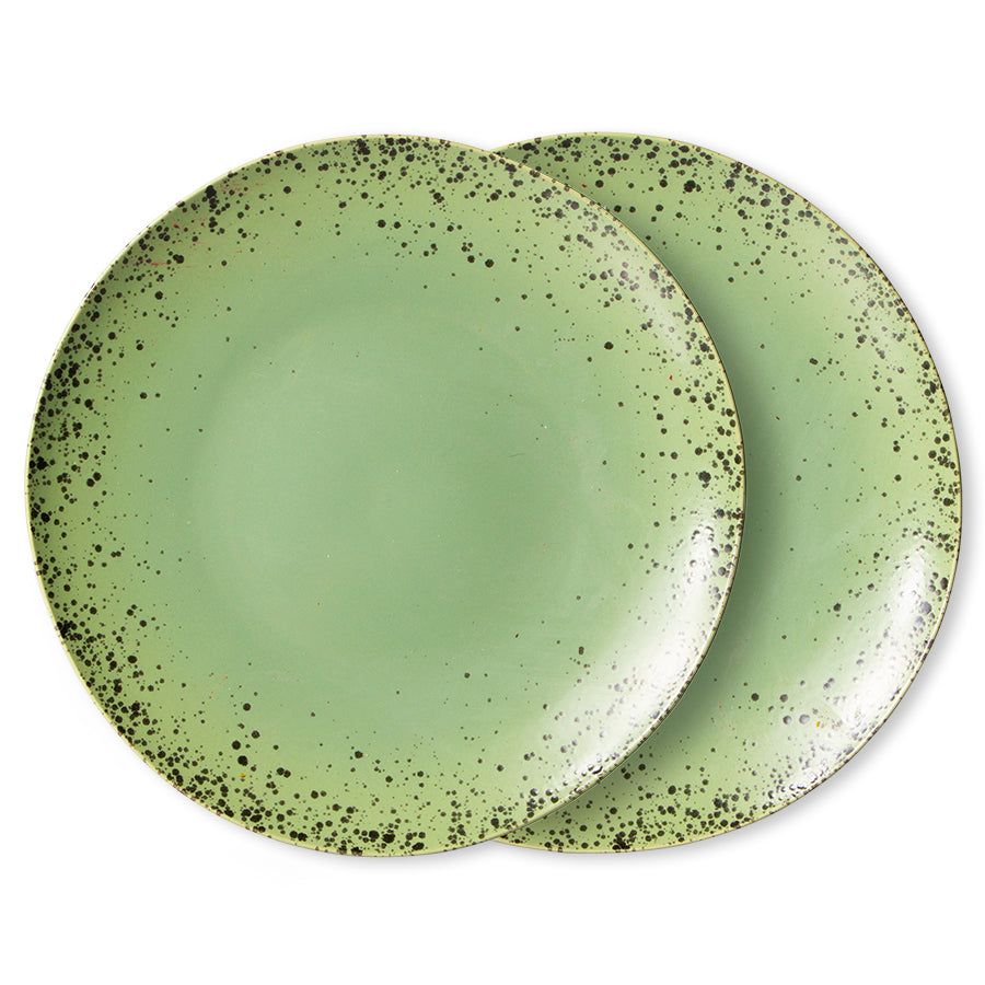 Grote borden Kiwi Ø29 cm | set van 2 | 70's ceramics | HKliving