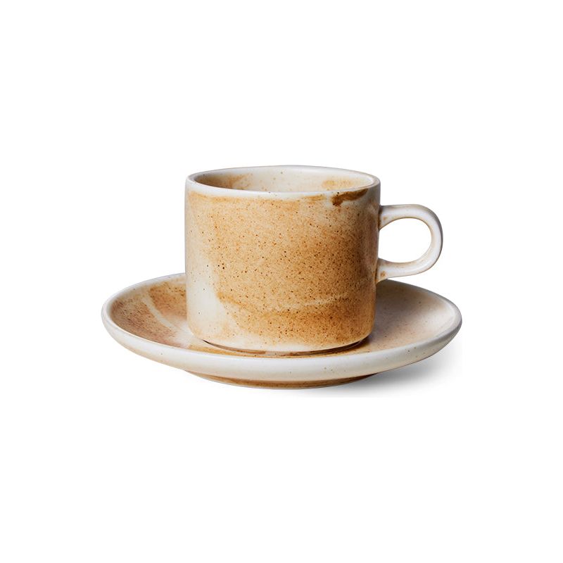 Koffietas en onderzetter | beige/bruin | Chef Ceramics | hkliving