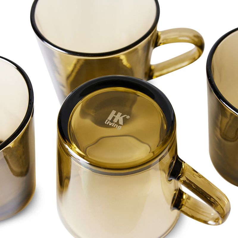 Set van 4 glazen koffietassen | mud | 70's glassware | hkliving