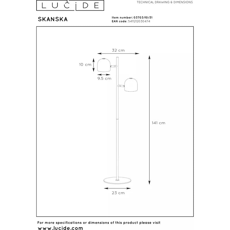 Vloerlamp Skanska | wit | Lucide
