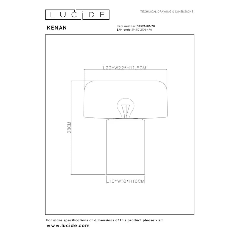 Tafellamp Kenan | walnoot | Lucide