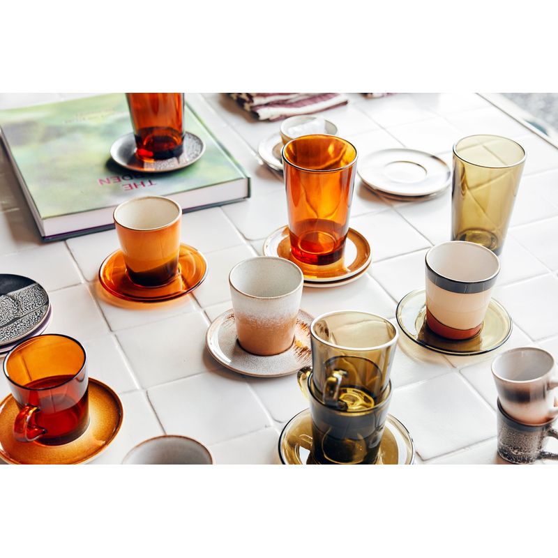 Set van 4 glazen onderzetters | amber | 70's glassware | hkliving