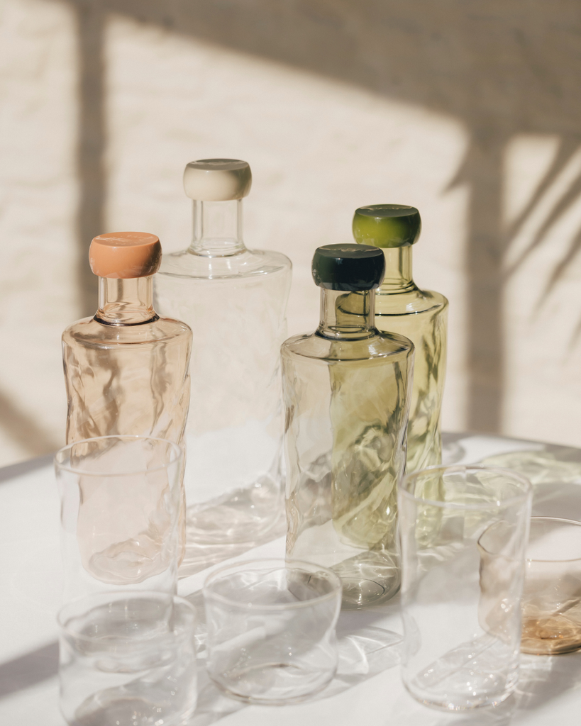 Glazen waterfles Swirl | 0,75l | 6 kleuren | Paveau