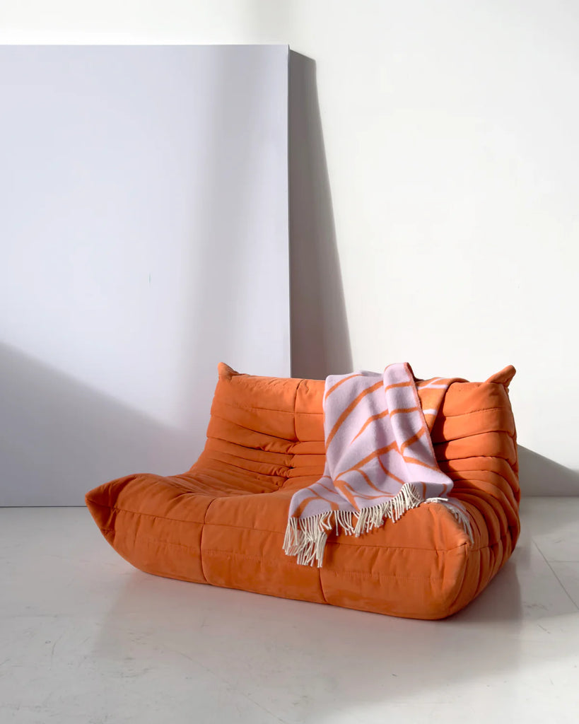 Plaid Lines | lila/oranje | 100% wol | Maison Deux