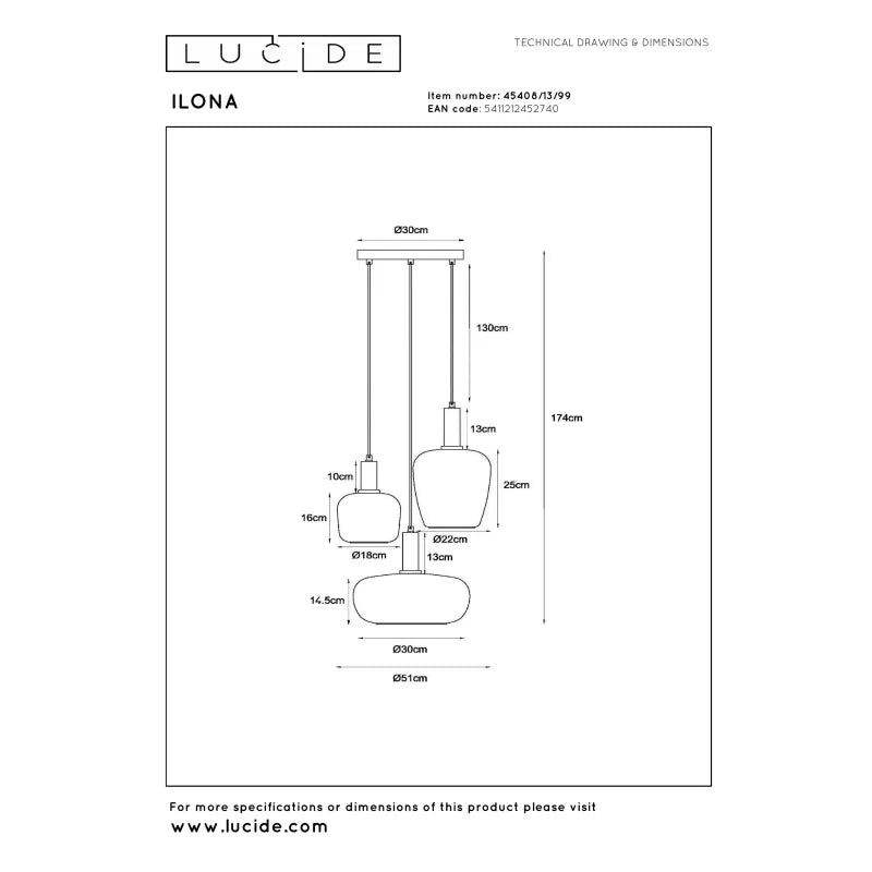 Hanglamp Ilona | 3 lichtpunten | Lucide