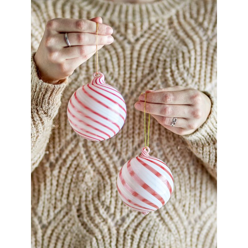 Kerstballen Zwirl | glas | set van 2 | Bloomingville