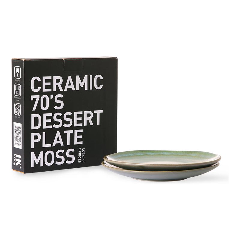 Dessertborden Moss | set van 2 | 70's ceramics | hkliving