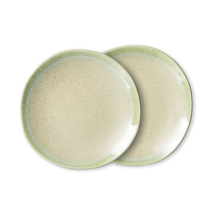Kleine borden Pistachio Ø22 cm  | set van 2 | 70's ceramics | HKliving