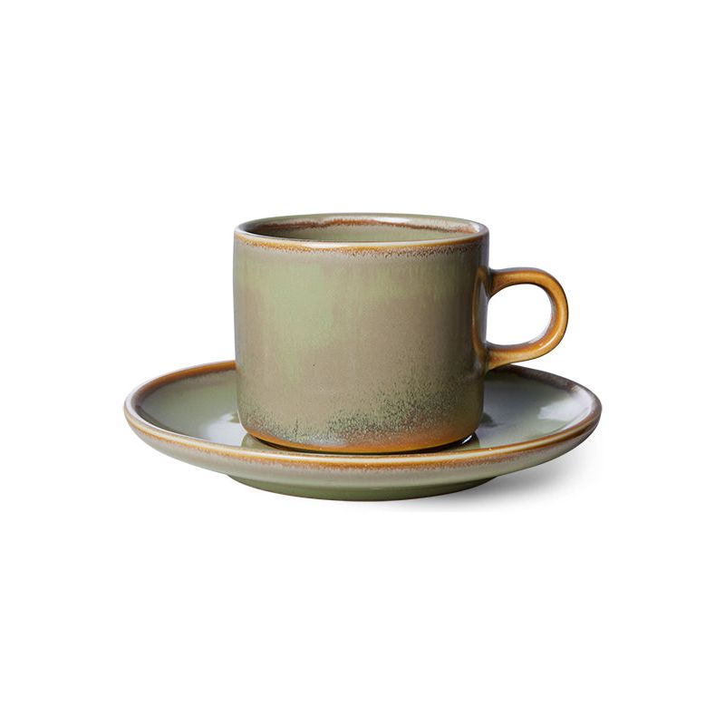 Koffietas en onderzetter | mosgroen | Chef Ceramics | hkliving