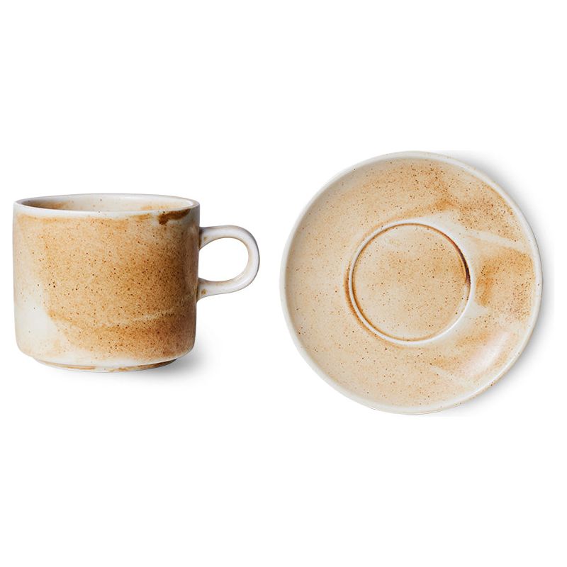 Koffietas en onderzetter | beige/bruin | Chef Ceramics | hkliving