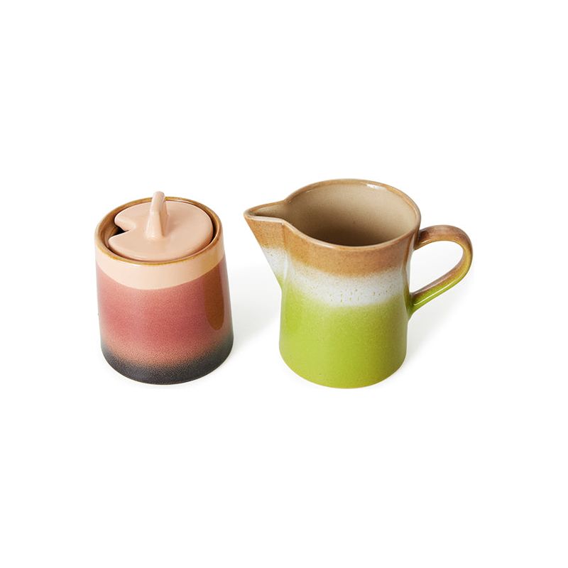 Melkkannetje en suikerpot Foreland | 70's ceramics | hkliving