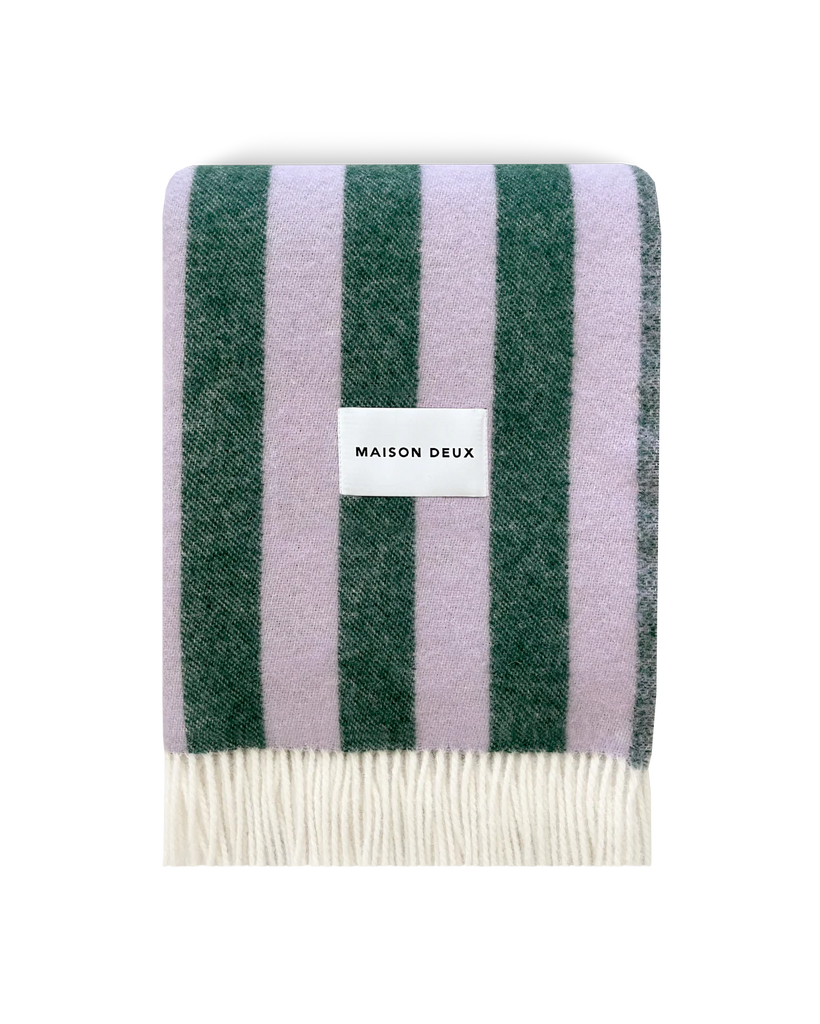 Plaid Candy Wrap | lila/groen | 100% wol | Maison Deux
