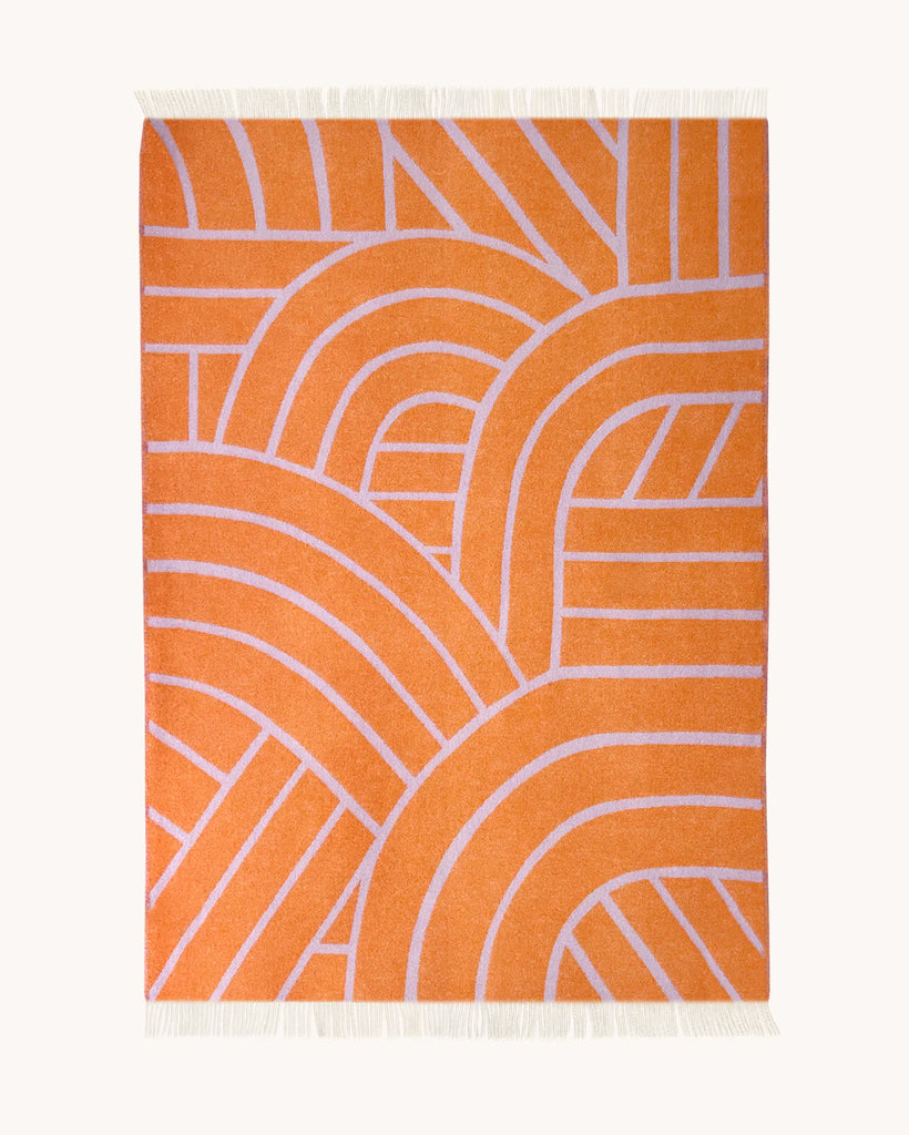 Plaid Lines | lila/oranje | 100% wol | Maison Deux