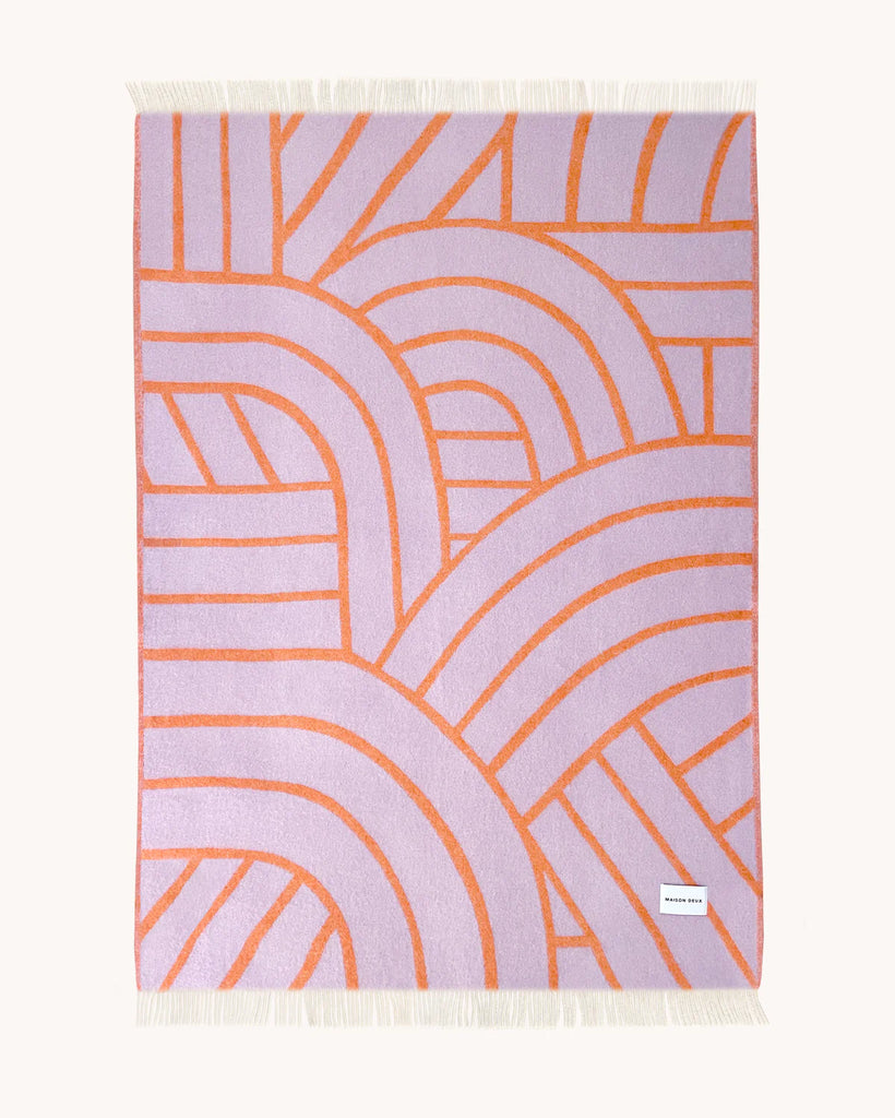 Plaid Lines | lila/oranje | 100% wol | Maison Deux