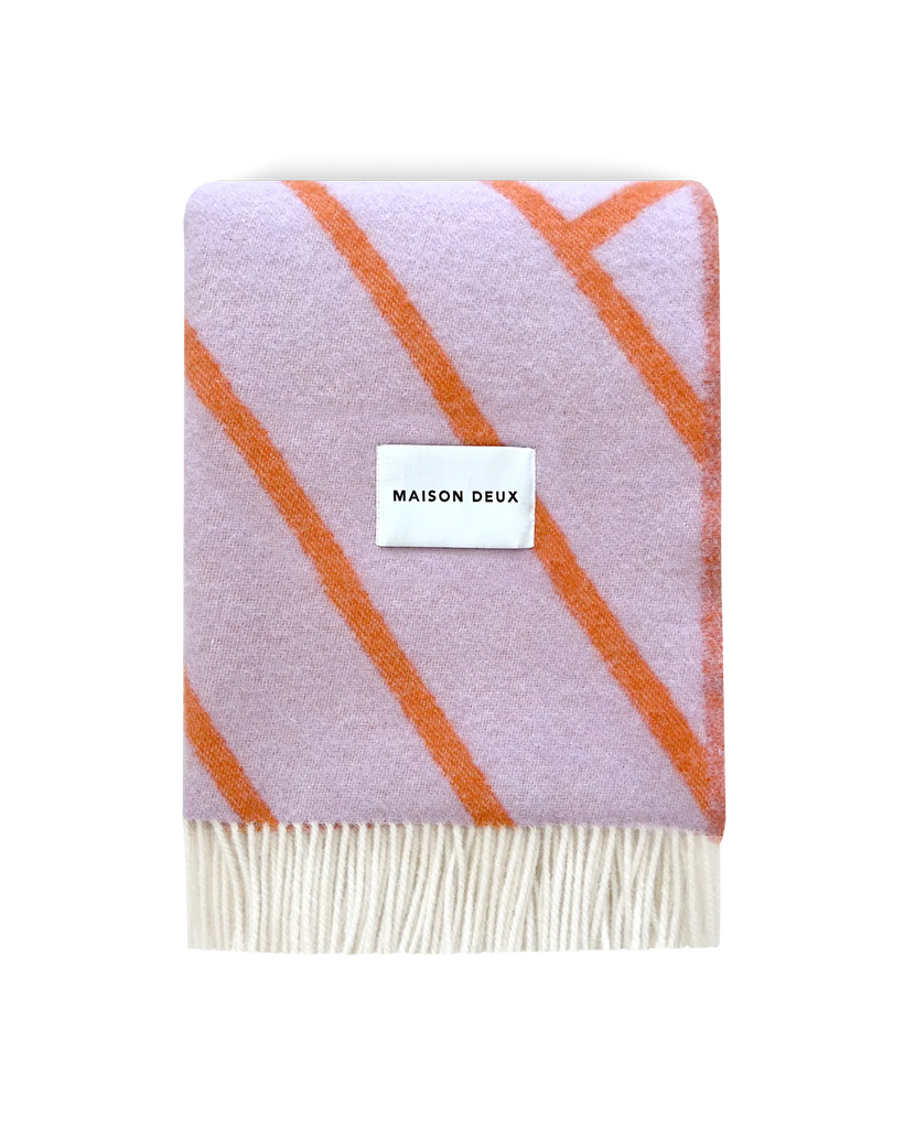 Plaid Lines | lila/oranje | 100% wol | Maison Deux