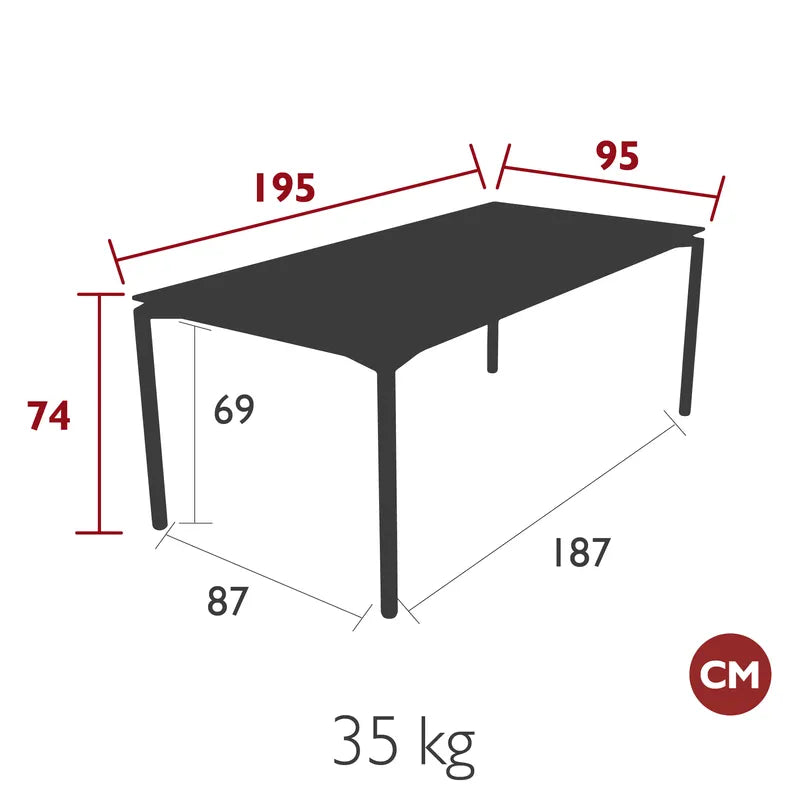 Eettafel Calvi | krasvast/vlekvrij | 195 x 95 | 4 kleuren | Fermob