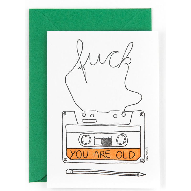 Cassette 'fuck you're old' | postkaart | Studio Flash