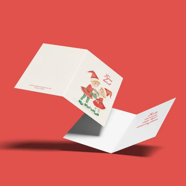 Fijne kerst elfjes | set van 10 minikaartjes | Studio Zwoane