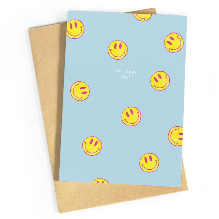 Oh happy day blauw | postkaart | Studio Zwoane