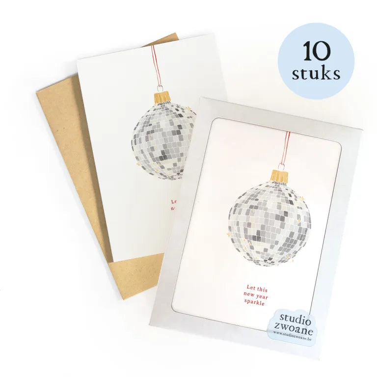 Let this new year sparkle | set van 10 kerstkaarten | Studio Zwoane