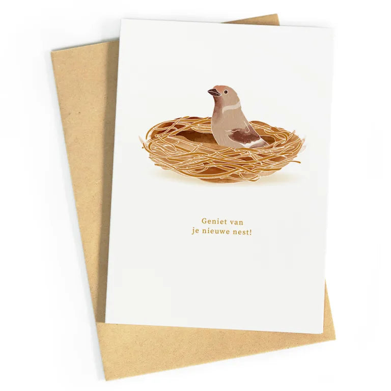 Geniet van je nieuwe nest | postkaart | Studio Zwoane