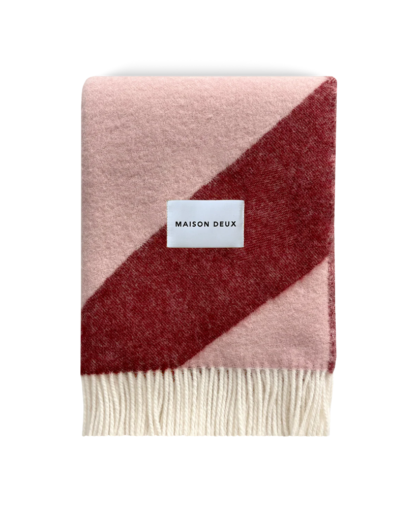 Plaid Swirl | roze/bordeaux | 100% wol | Maison Deux