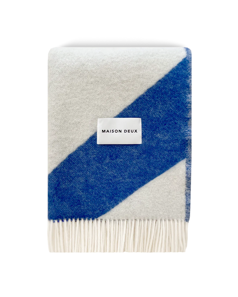 Plaid Swirl | kobalt | 100% wol | Maison Deux