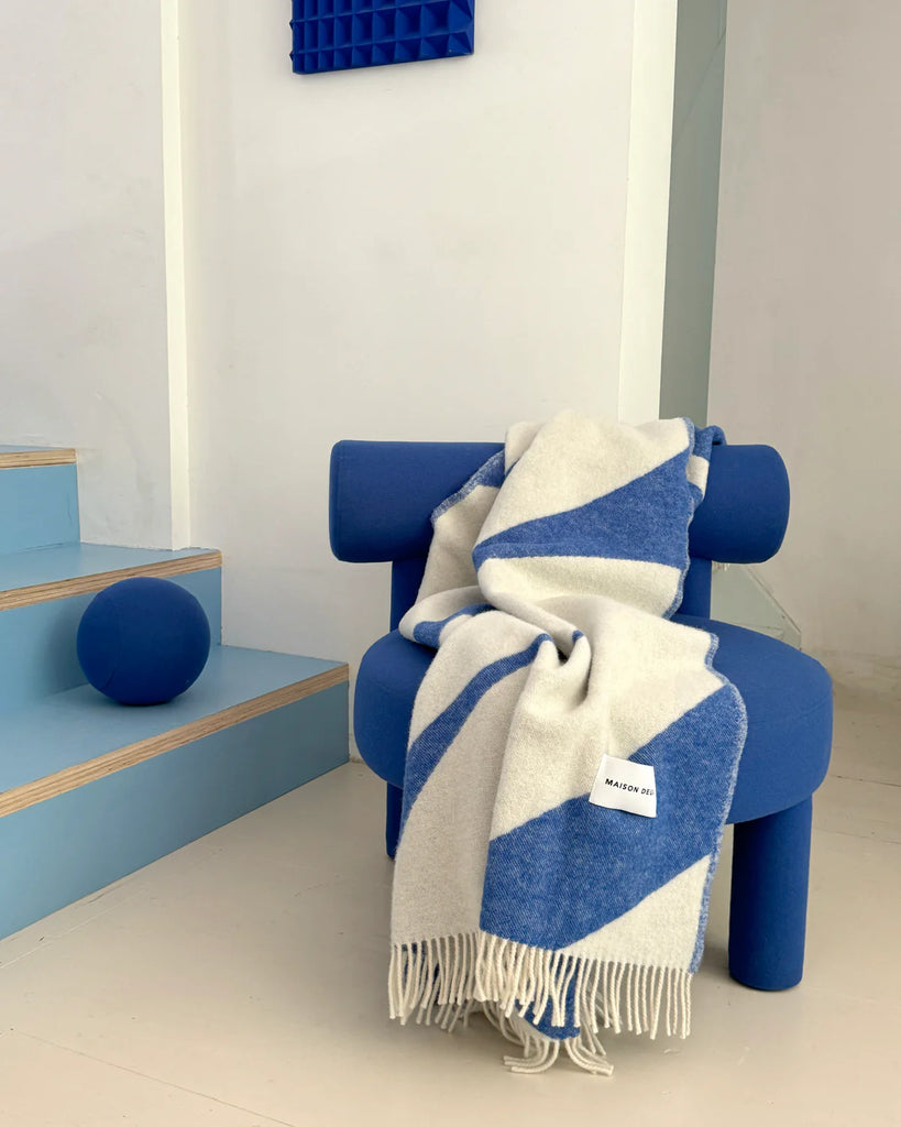 Plaid Swirl | kobalt | 100% wol | Maison Deux