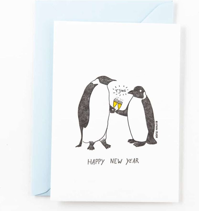 Happy NY penguins | postkaart | Studio Flash