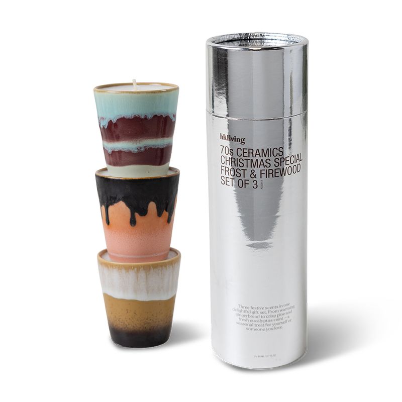 Geurkaarsen Christmas Special mini | set van 3 | 70's ceramics | hkliving