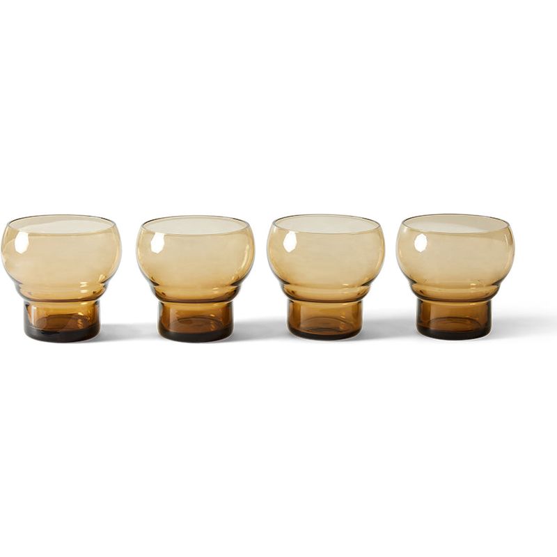 Set van 4 glazen Bulb  | amber | 70's glassware | hkliving