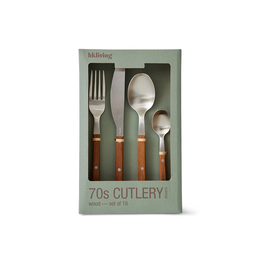 70's bestekset Wood | 16-delig | hkliving