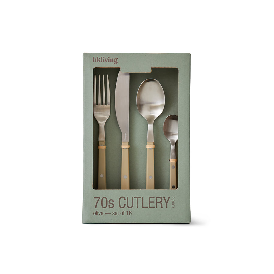 70's bestekset Olive | 16-delig | hkliving