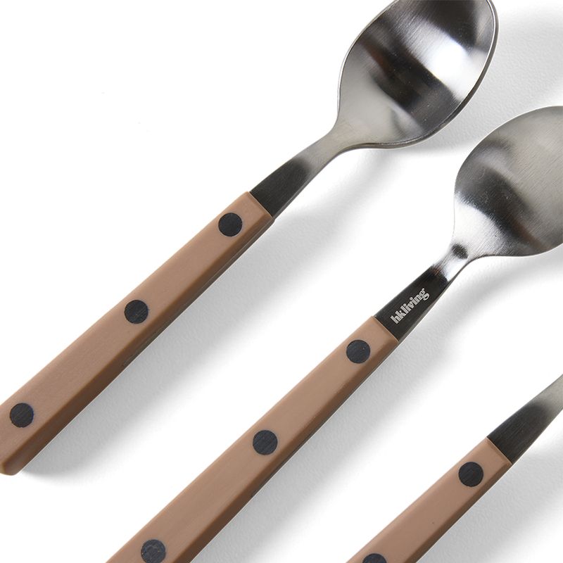 Set van 4 koffielepels taupe | 70's cutlery | hkliving