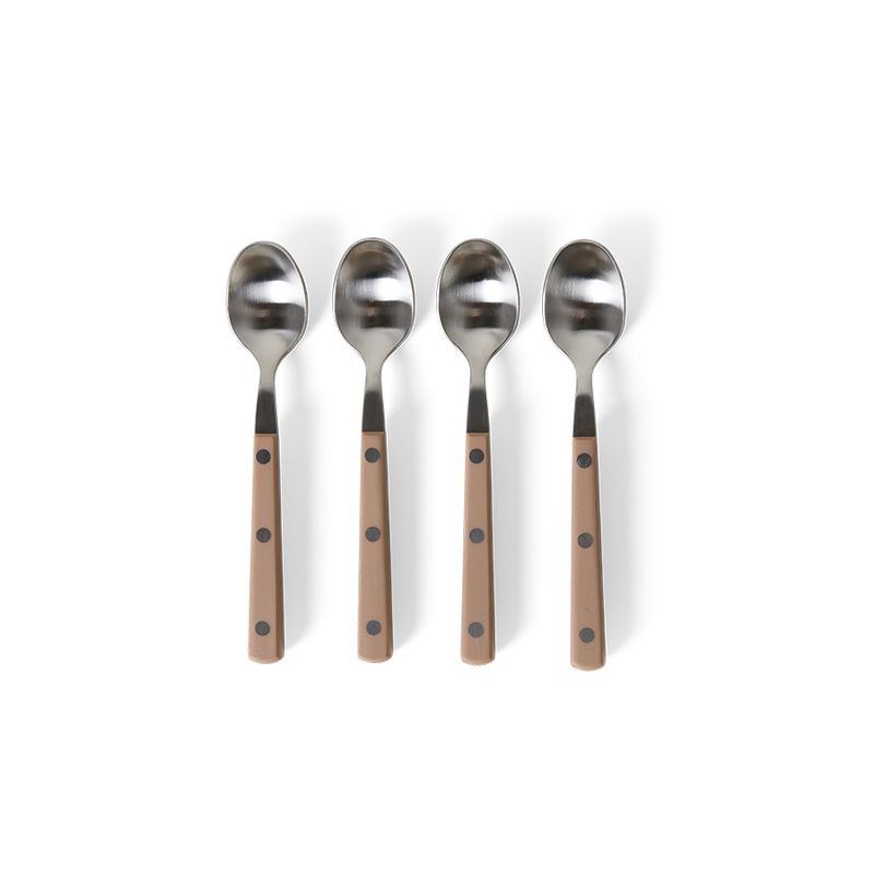 Set van 4 koffielepels taupe | 70's cutlery | hkliving