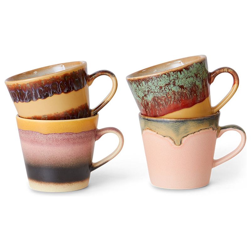 Set 4 cappuccino tassen Vista | 70's ceramics | hkliving