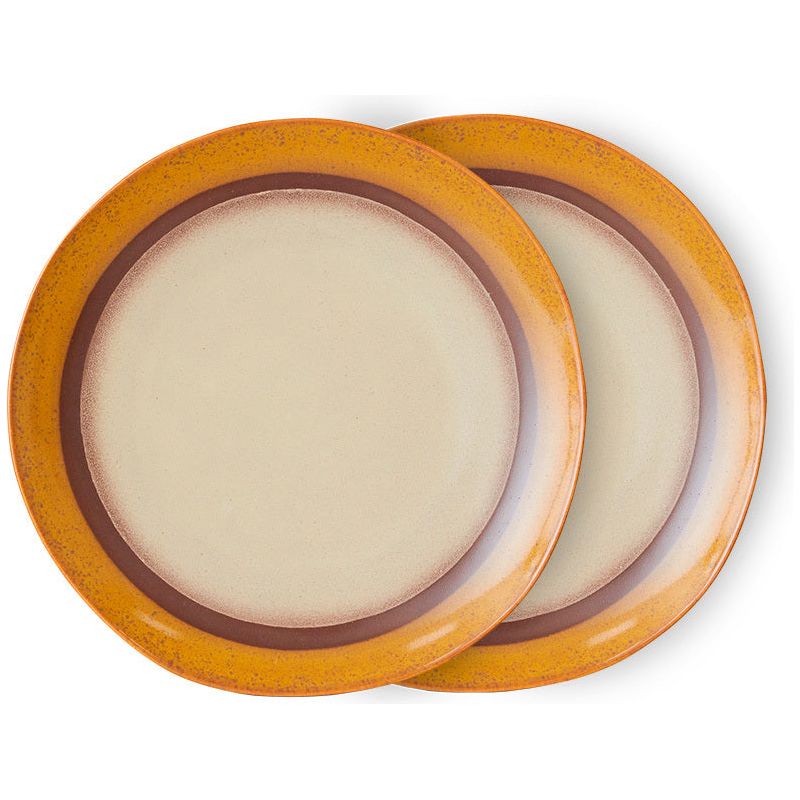 Grote borden coconut Ø29 cm | set van 2 | 70's ceramics | HKliving