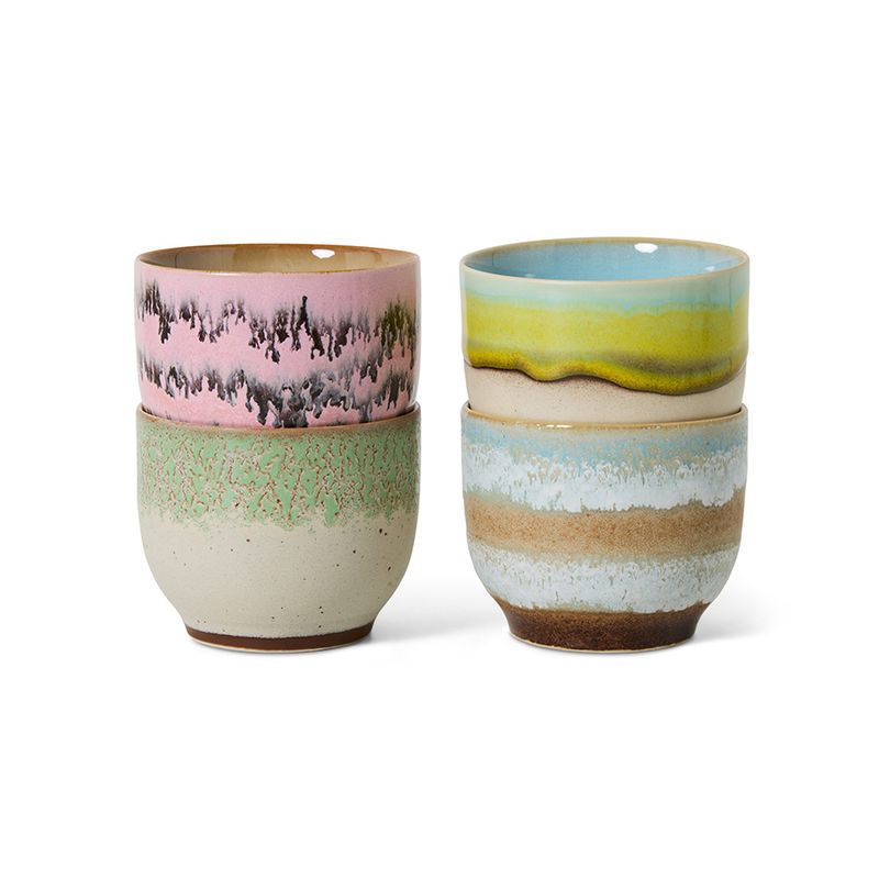 Set van 4 koffiebekers Deco | 70's ceramics | hkliving