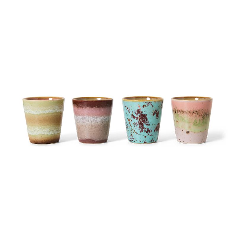 Set van 4 ristretto tassen Futurism | 70's ceramics  | hkliving