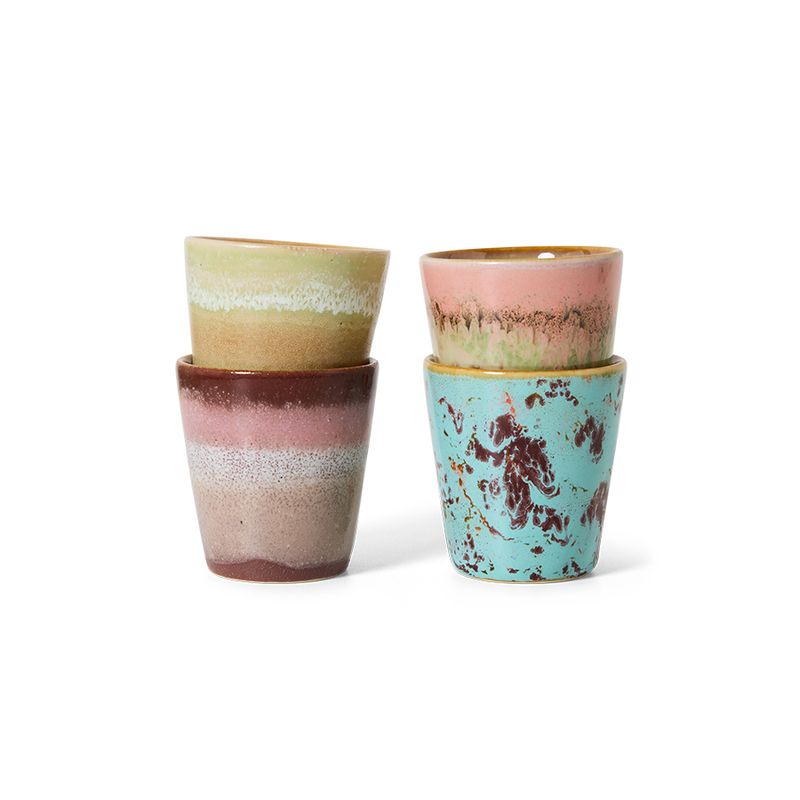 Set van 4 ristretto tassen Futurism | 70's ceramics  | hkliving