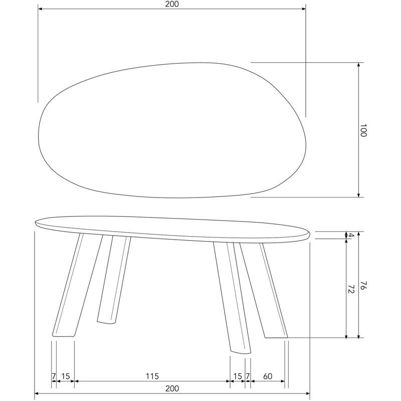 Eettafel Roundly | walnoot | 200 x 100 cm | BePureHome