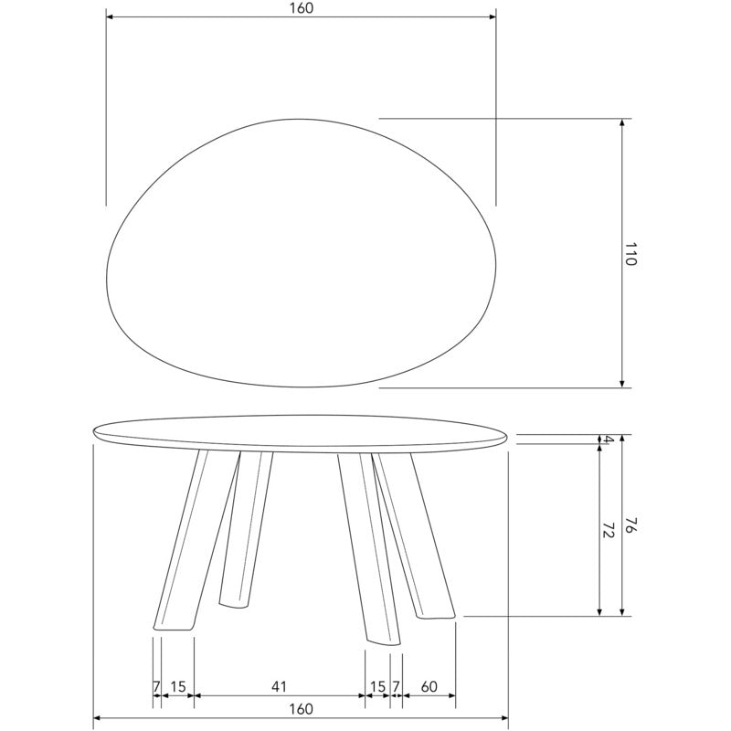 Eettafel Roundly | walnoot | 160 x 110 cm | BePureHome