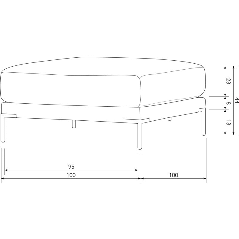 Modulaire zetel Couple | poef 100 cm | verschillende kleuren | vtwonen