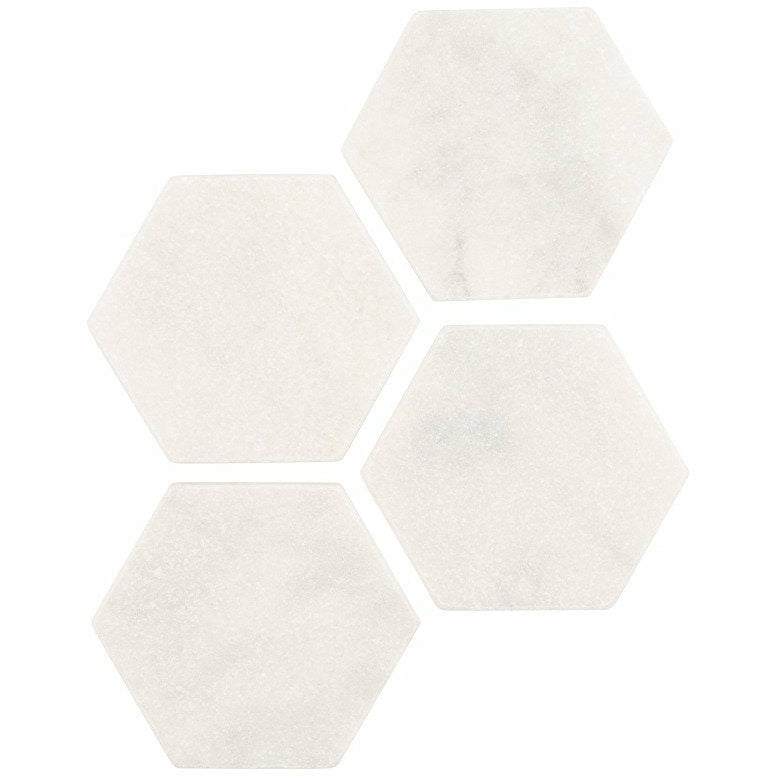 Onderzetters hexagon | wit | marmer | Stoned